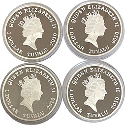 Набор монет 1 доллар 2010 Короли дорог Грузовики Тувалу