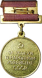 Медаль малая золотая За успехи в народном хозяйстве СССР Выставка достижений ВДНХ, булавка