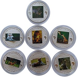 Набор 7 монет 10 квач 2004 Вымирающие виды Малави