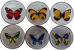Набор 6 монет 10 вату 2006 Бабочки Вануату