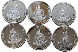 Набор 6 монет 10 вату 2006 Бабочки Вануату