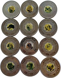 Набор 12 монет 1 доллар 2006 Собаки Сомали