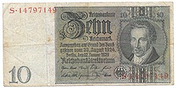 Банкнота 10 рейхсмарок (марок) 1929 (1924) Германия Веймарская республика