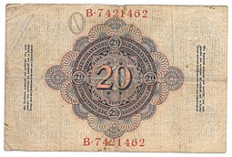 Банкнота 20 марок 1908 Германия Империя