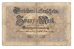 Банкнота 20 марок 1914 Германия Германская Империя 