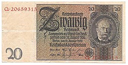 Банкнота 20 рейхсмарок (марок) 1929 (1924) Германия