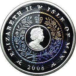 Монета 1 крона 2008 Год Земли Титан Остров Мэн