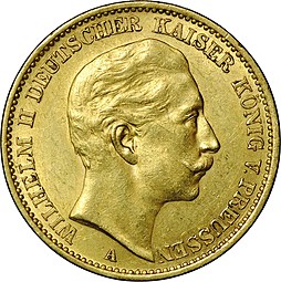 Монета 20 марок 1909 А Пруссия Германия