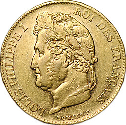 Монета 20 франков 1840 A Франция