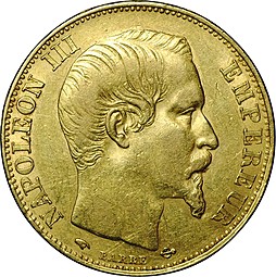Монета 20 франков 1856 A Франция