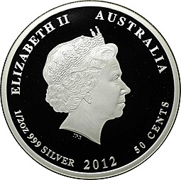 Монета 50 центов 2012 Осьминог Морская жизнь Рифы Австралия