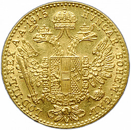 Монета 1 дукат 1915 рестрайк Австро-Венгрия