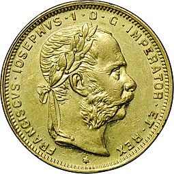 Монета 8 флоринов - 20 франков 1889 Австро-Венгрия
