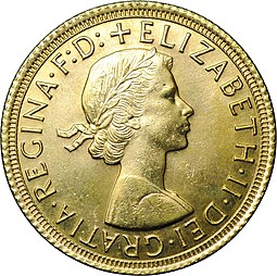 Монета 1 соверен (фунт) 1965 Великобритания