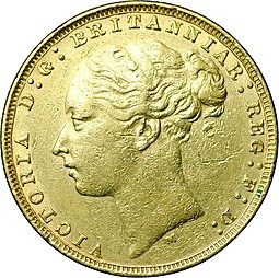 Монета 1 соверен (фунт) 1880 M Мельбурн Австралия Великобритания