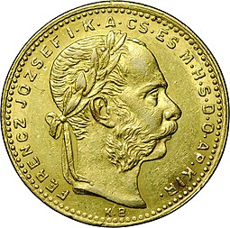 Монета 20 франков - 8 форинтов 1882 Венгрия