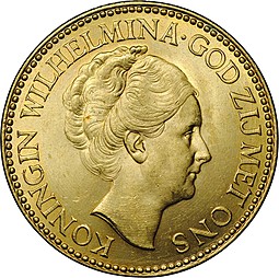 Монета 10 гульденов 1925 Нидерланды