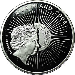 Монета 1 доллар 2008 Сочи - Морской порт Ниуэ