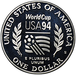 Монета 1 доллар 1994 S Чемпионат мира по футболу PROOF США