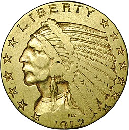 Монета 5 долларов 1912 Голова индейца США