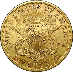 Монета 20 долларов 1875 S США