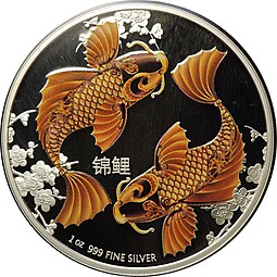 Монета 2 доллара 2012 Рыбы Фен Шуй Ниуэ