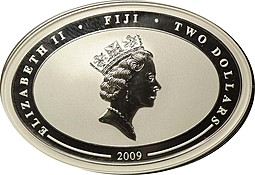 Монета 2 доллара 2009 Знаменитые дирижабли - СССР В6 Фиджи