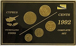 Набор монет 1, 2, 5, 10, 20, 50 центов 1992 Кипр