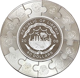 Монета 100 долларов 2008 12 Апостолов Либерия