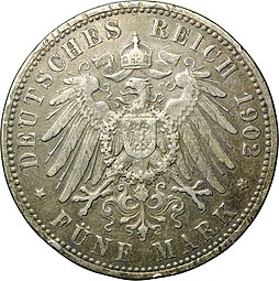 Монета 5 марок 1902 А Пруссия Германия