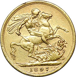 Монета 1 соверен (фунт) 1897 Великобритания