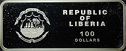 Монета 100 долларов 2010 Год Тигра серебро Либерия