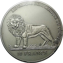 Монета 10 франков 2005 Морской календарь на 50 лет Конго