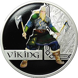 Монета 1 доллар 2010 Великие воины - Викинг Тувалу