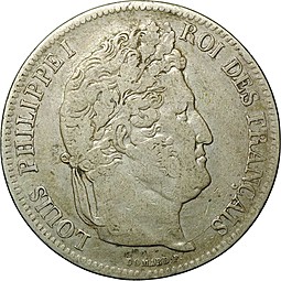 Монета 5 франков 1841 W Франция