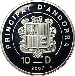 Монета 10 динар (динеров) 2007 Экстрим Горный велосипед Андорра