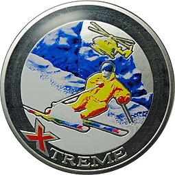 Монета 10 динар (динеров) 2007 Экстрим - Горные лыжи Андорра