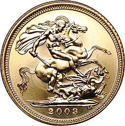 Монета 1/2 соверена (фунта) 2003 Великобритания