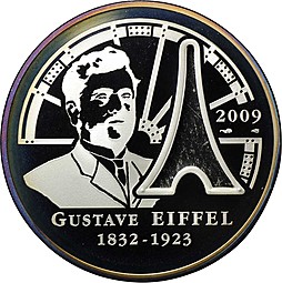 Монета 10 евро 2009 Гюстав Эйфель Эйфелева башня Франция