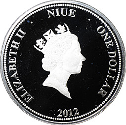 Монета 1 доллар 2012 Владимир Высоцкий Ниуэ