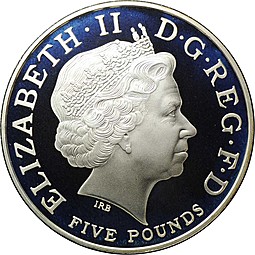 Монета 5 фунтов 2005 Трафальгарская Битва 200 лет (Трафальгар) Великобритания
