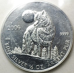 Монета 1 доллар 2006 Волк Канада