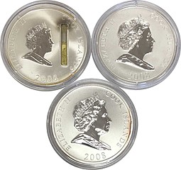 Набор 10 долларов 2008 Рокфеллер, Форд, Ротшильд Острова Кука 3 монеты