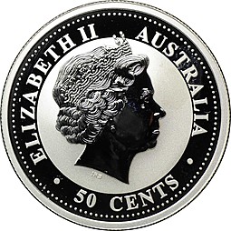 Монета 50 центов 2006 Год Собаки Лунар Лунный календарь Австралия