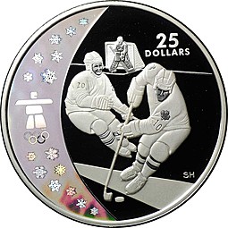 Монета 25 долларов 2007 Хоккей Олимпиада Ванкувер 2010 Канада