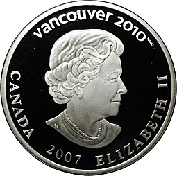 Монета 25 долларов 2007 Биатлон Олимпиада Ванкувер 2010 Канада