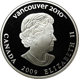 Монета 25 долларов 2009 Конькобежный спорт Олимпиада Ванкувер 2010 Канада