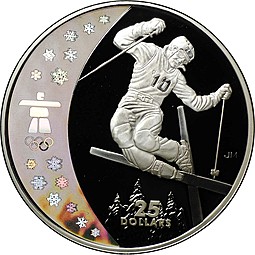 Монета 25 долларов 2008 Фристайл Олимпиада Ванкувер 2010 Канада