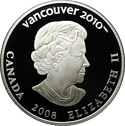 Монета 25 долларов 2008 Фристайл Олимпиада Ванкувер 2010 Канада