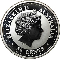 Монета 50 центов 2003 Год Козы Лунар Лунный календарь Австралия